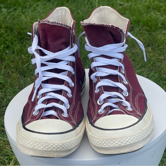 Converse Chuck 70 High Shoes Mens 10 Recycled Canvas Deep Bordeaux Red 171567C - Picture 7 of 15